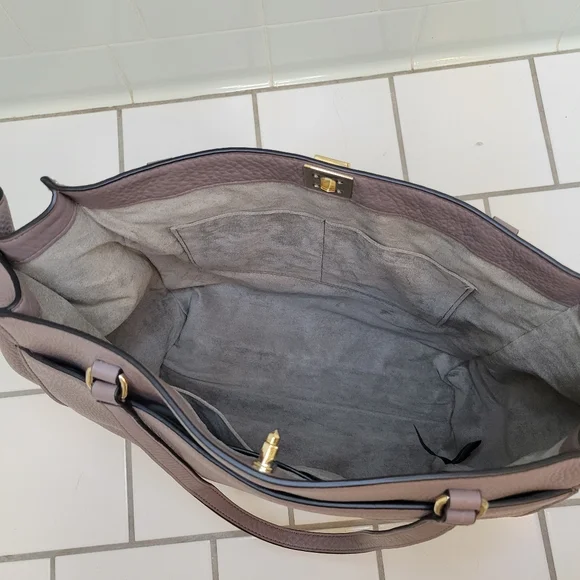 REBECCA MINKOFF DARREN DEEP TAUPE PEBBLED LEATHER STUDDED TOTE SHOULDER BAG - Picture 14 of 14